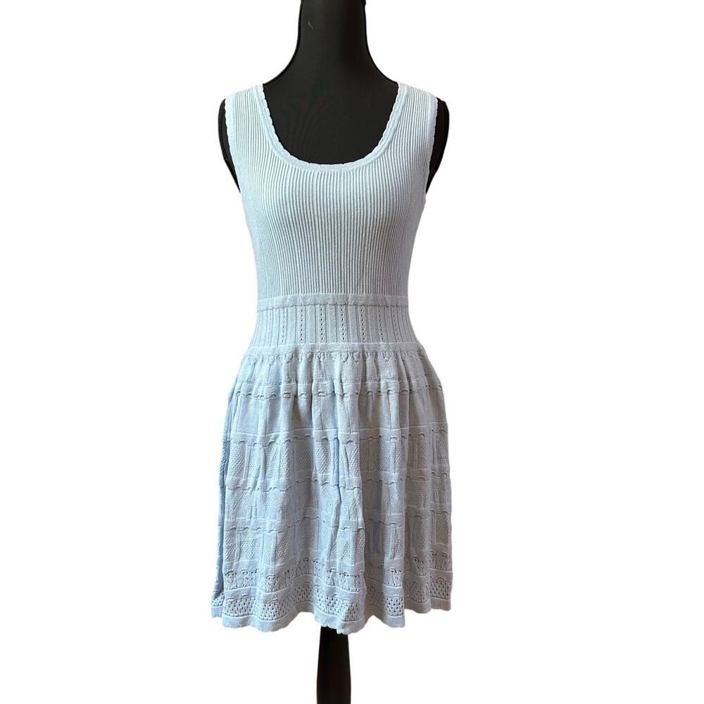 TheyLook light blue ribbed‎ knit fit flare tiered tank dress SIZE M